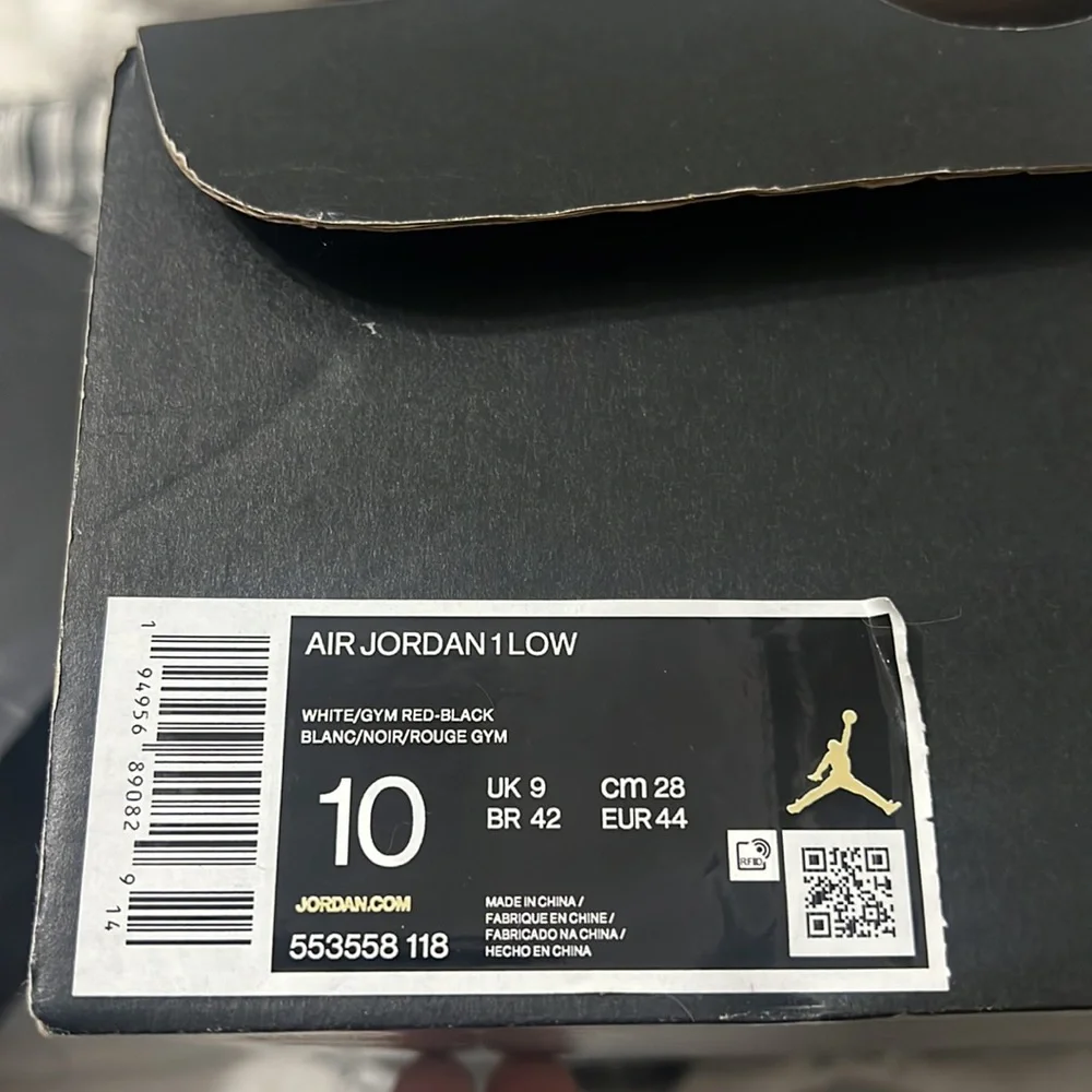 Jordan 1 low gym red white size 10 - Picture 5 of 6